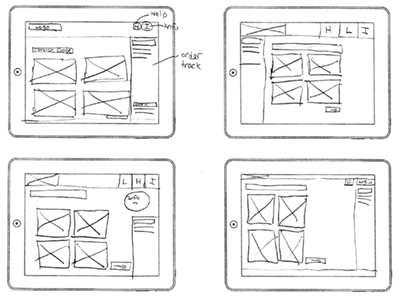 Sketches: Athena Restuarant menu layout, idea iteration