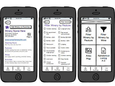 Clickable Prototype: Winery App Balsalmiq mockup